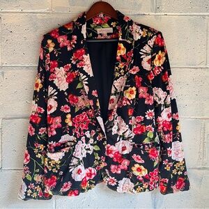 Philosophy Black Floral Blazer Fully Lined with Pockets Size Large